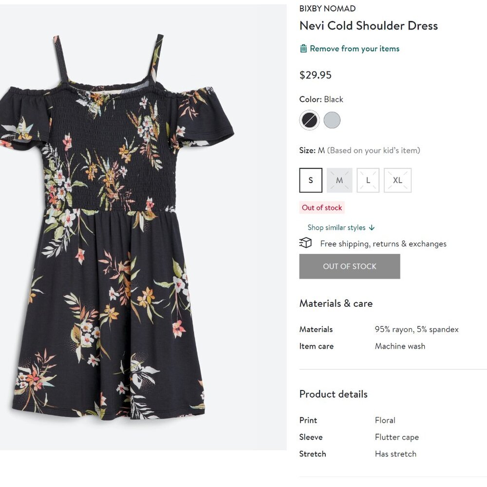 NWT Bixby Nomad Cold Shoulder Dress